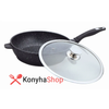 Kép 1/4 - Bohmann márvány bevonatú mély-serpenyő 28cm fekete üveg fedővel BH 1300 28MRB