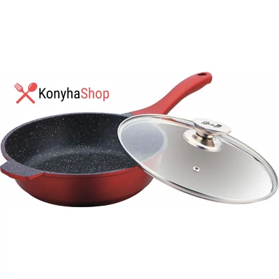 Bachmayer márvány bevonatú mély-serpenyő 24cm burgundy üveg fedővel BM 7861 Bachmayer márvány bevonatú mély-serpenyő 24cm burgundy üveg fedővel BM 7861
