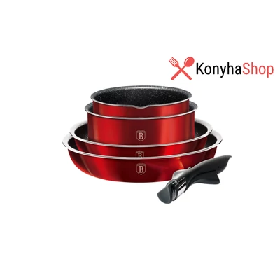Berlinger Haus 9 részes edénykészlet márvány bevonattal, burgundy metál külsővel, BH 6145