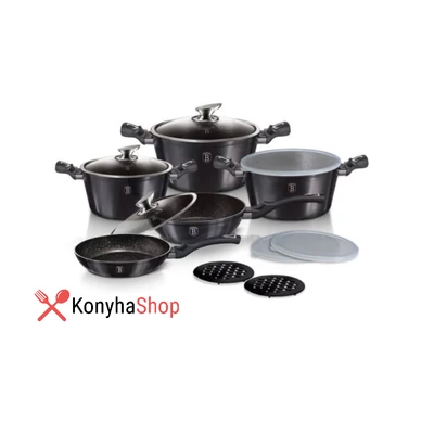 Berlinger Haus 13 részes edénykészlet márvány bevonattal, carbon metál külsővel, BH6886