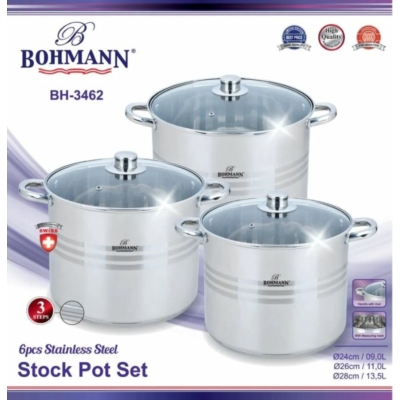 Bohmann 6 db-os inox fazék készlet BH 3462