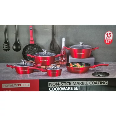 Royalty Line 15 részes márvány bevonatú edénykészlet metál piros vagy fekete színben  RL15M Royalty Line 15 részes márvány bevonatú edénykészlet metál piros vagy fekete színben  RL15M