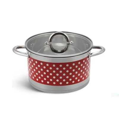 Bachmayer 16 cm  piros pöttyös nemes acél edény BM 4000-16