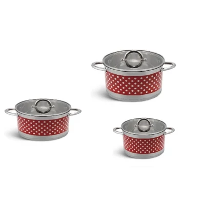 Bachmayer  6 részes piros pöttyös nemes acél edénykészlet BH 4001