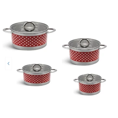 Bachmayer  8 részes piros pöttyös nemes acél edénykészlet BH 4003