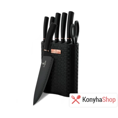 Berlinger Haus Black Rose Collection 7 részes rozsdamentes acélból készült késkészlet tapadásmentes titán bevonattal, állvánnyal BH 2501 Berlinger Haus Black Rose Collection 7 részes rozsdamentes acélból készült késkészlet tapadásmentes titán bevonattal, állvánnyal BH 2501