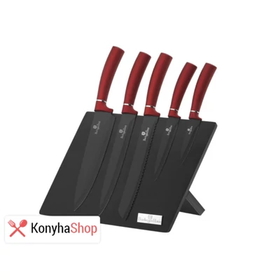 Berlinger Haus  Burgundy Collection 6 részes rozsdamentes késkészlet tapadásmentes bevonattal, mágneses állvánnyal, fekete piros BH 2519 Berlinger Haus  Burgundy Collection 6 részes rozsdamentes késkészlet tapadásmentes bevonattal, mágneses állvánnyal, fekete piros BH 2519