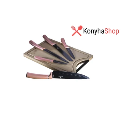 Berlinger Haus 6 részes késkészlet, i rose színben bambusz vágódeszkával BH 2554