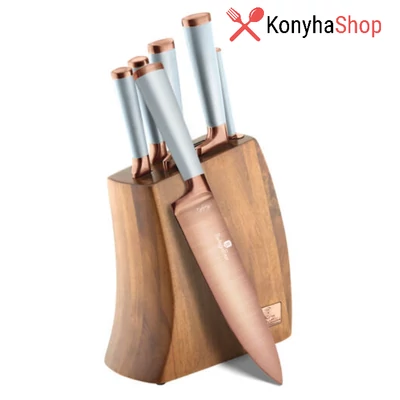 Berlinger Haus 7 részes késkészlet állvánnyal, metál külső bevonattal , Moonligh és rose gold kombinációval BH 2646