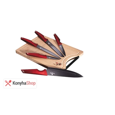 Berlinger Haus Burgundy Collection 6 részes késkészlet bambusz vágóddeszkával BH 2704