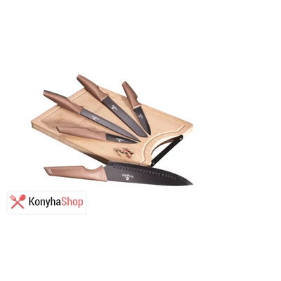 Berlinger Haus Rose Gold Collection 6 részes késkészlet bambusz vágóddeszkával BH 2707