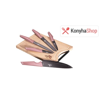 Berlinger Haus I rose 6 részes késkészlet bambusz vágódeszkával BH 2710