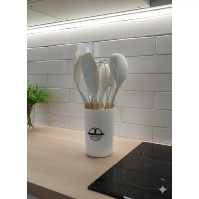 Kitchen &amp; Dining 12  részes fehér szilikonos tálaló készlet tartóval