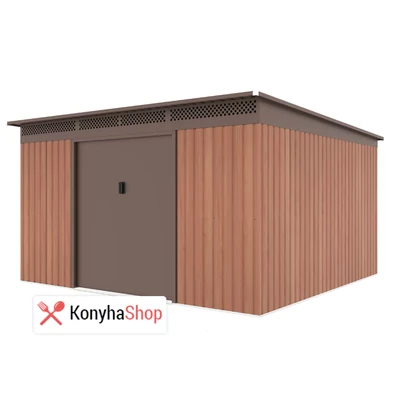 G21 GRAH 1132 barna félnyeregtetős fém ház, kerti tároló 340x333 cm