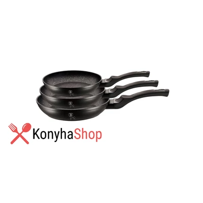 Berlinger Haus 3 részes Black silver collection serpenyőkészlet márvány bevonattal BH 6159