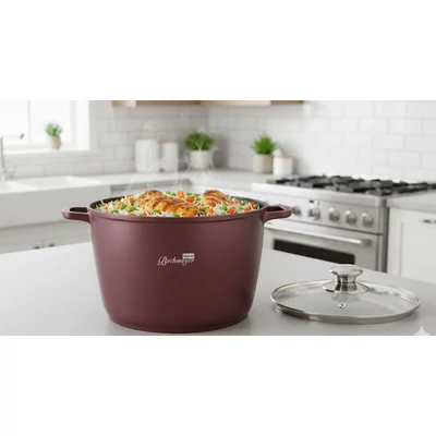 Bachmayer márvány magas falu bordó 24 cm fazék BM 7886-24