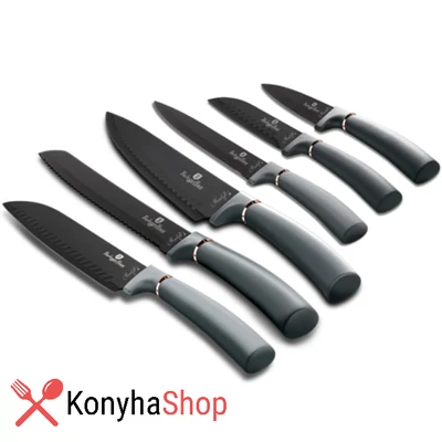 Berlinger Haus Moonlight Collection 6 db-os késkészlet tapadásmentes bevonattal, fekete/szürke BH2512