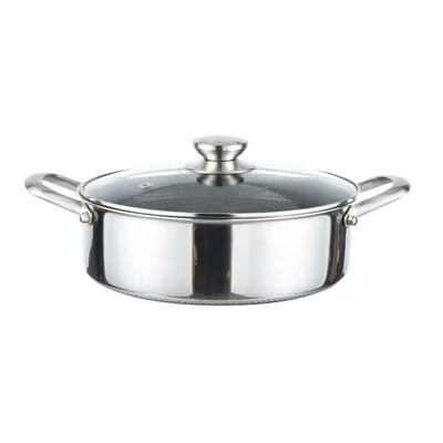 Cheffinger 24 cm rozsdamentes acél alacsony lábas 3D karcolásgátló méhsejt alakú bevonattal CF-PSC24 Cheffinger 24 cm rozsdamentes acél alacsony lábas 3D karcolásgátló méhsejt alakú bevonattal CF-PSC24