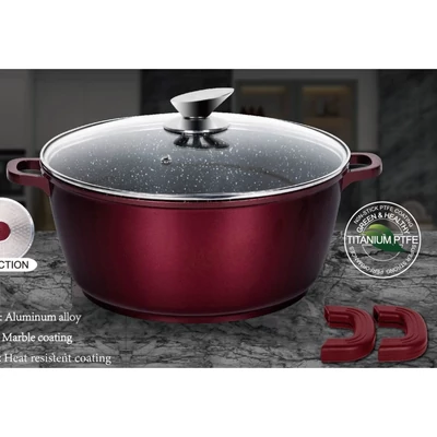 Silver Royal márvány bevonatú bordó színű 20 cm 2,5 literes lábas SR-4020