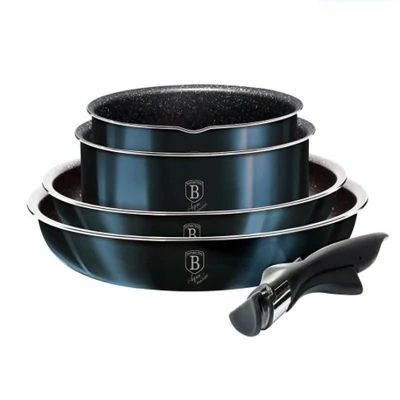 Berlinger Haus 9 részes edénykészlet márvány bevonattal, aqvamarin kék metál külső bevonattal, BH 6146