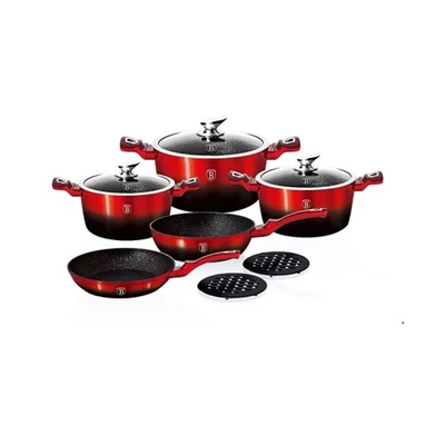 Berlinger Haus 10 részes Black-Burgundy Metallic Line 10 részes márvány bevonatos edénykészlet BH 1631