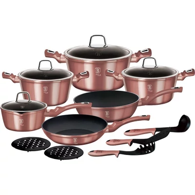 Berlinger Haus 15 részes edénykészlet márvány bevonattal, I-Rose-Collection PINK BH 6045 Berlinger Haus 15 részes edénykészlet márvány bevonattal, I-Rose-Collection PINK BH 6045