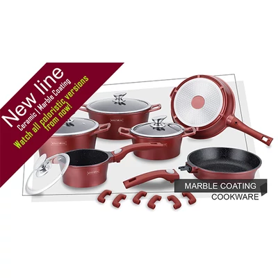 Royalty Line 14 részes márvány bevonatú edénykészlet RL-ES1014M-burgundy Royalty Line 14 részes márvány bevonatú edénykészlet RL-ES1014M-burgundy