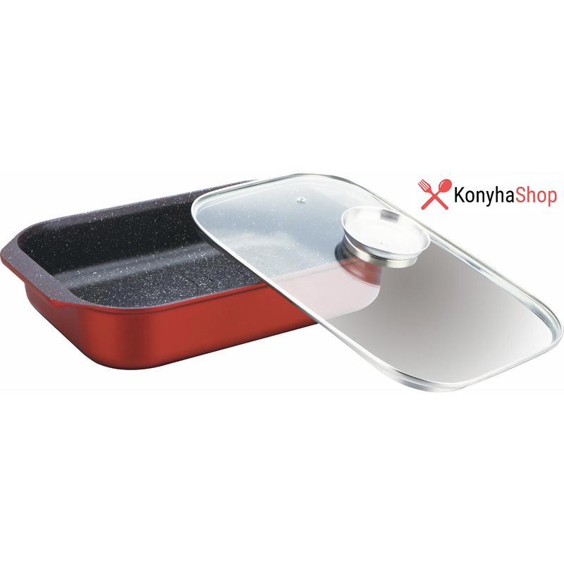 Bachmayer 34 cm Márvány bevonatú burgundy aroma adagolós pecsenyesütő BM 7826