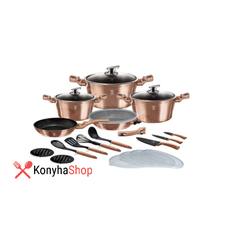 Berlinger Haus Rose Gold Collection 22 részes edénykészlet márvány bevonattal metál külsővel BH 7182