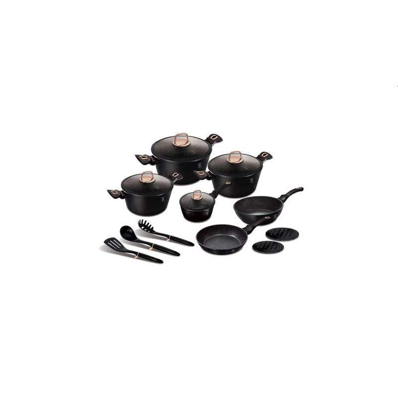 Berlinger Haus Black Rose Collection 15 részes edénykészlet márvány bevonattal BH 8234