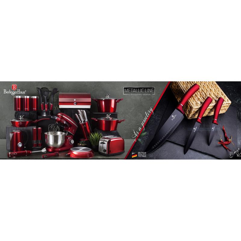 Berlinger Haus serpenyő fedővel 24 cm Burgundy Metallic Line BH 1259