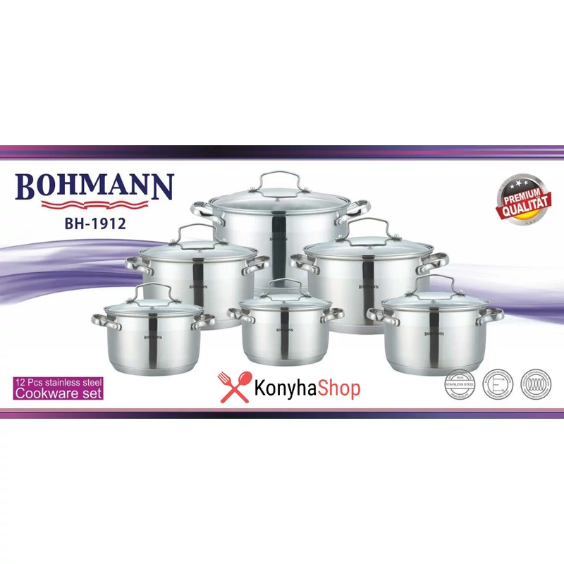 Bohmann 12 részes inox edénykészlet BH 1912