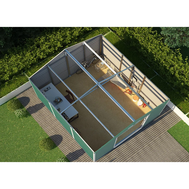 G21 GAH1300 zöld fém ház, tároló 340x383-3