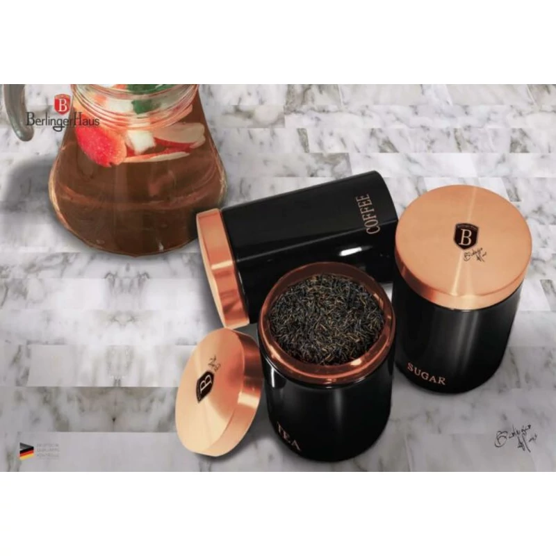 Berlinger Haus Black Rose Collection 3 db-os tárolódoboz készlet külső metál bevonattal BH 1734