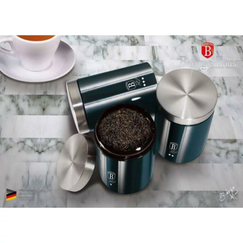 Berlinger Haus Aquamarin kék Collection 3 db-os tárolódoboz készlet külső metál bevonattal BH 6271