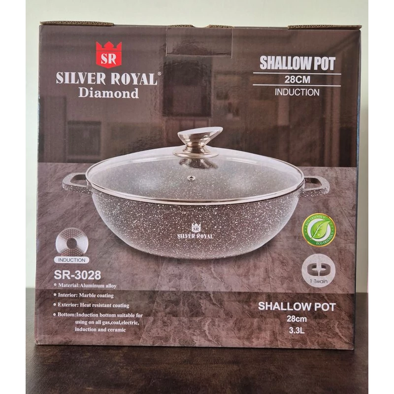 Silver Royal Diamond márvány bevonatú fekete vagy bordó színű szeletsütő 28 cm DSR-3028