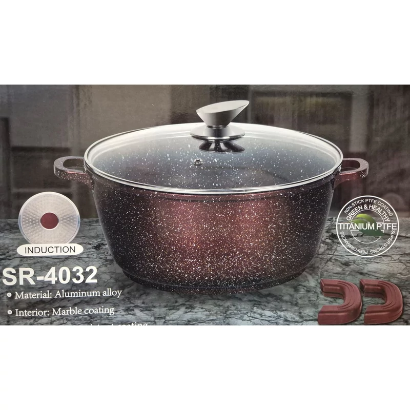 Silver Royal márvány bevonatú fekete/bordó színű 32 cm lábas SR-4032