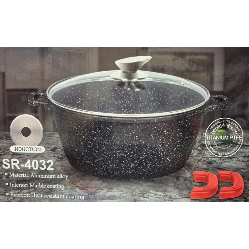 Silver Royal márvány bevonatú fekete/bordó színű 32 cm lábas SR-4032