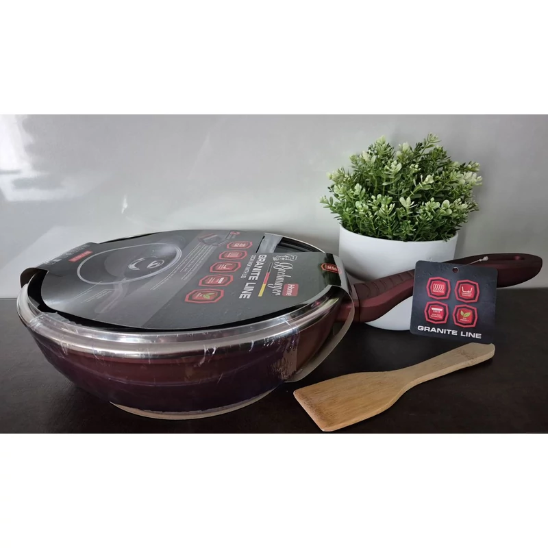 Bachmayer Gránit bevonatú burgundy 30 cm  wok BM-7760-30