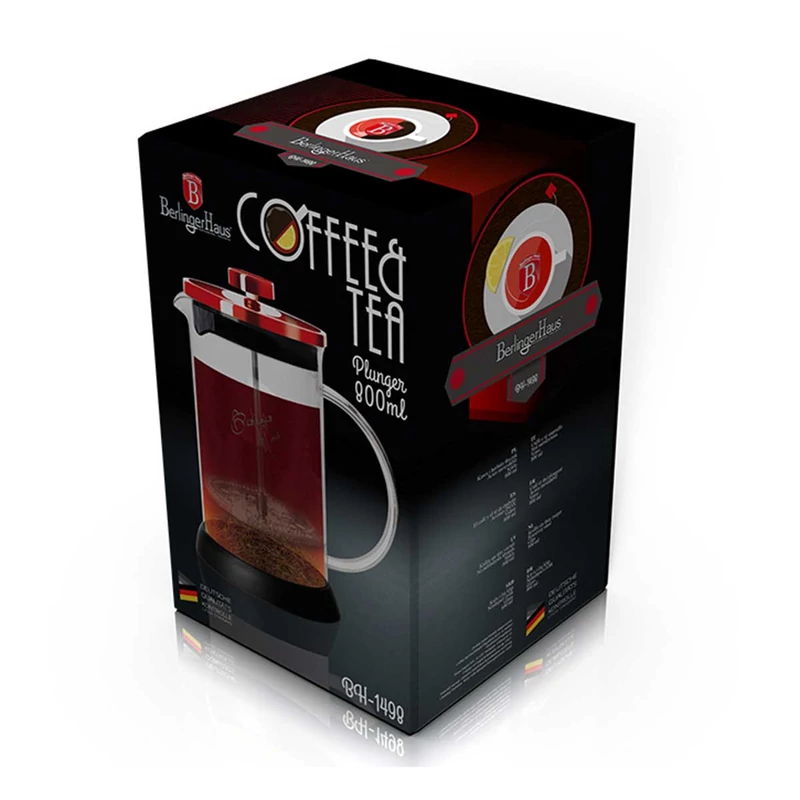 Berlinger Haus Dugattyús kávé és teafőző 800ml, Burgundi metál